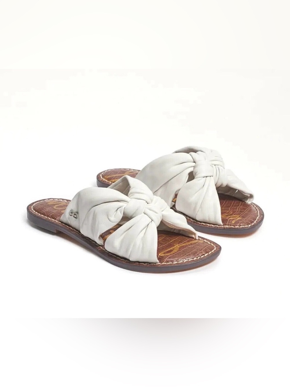 Sam Edelman White Knotted Slide Sandals